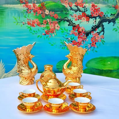 Bộ Đồ Uống Dát Vàng 24K