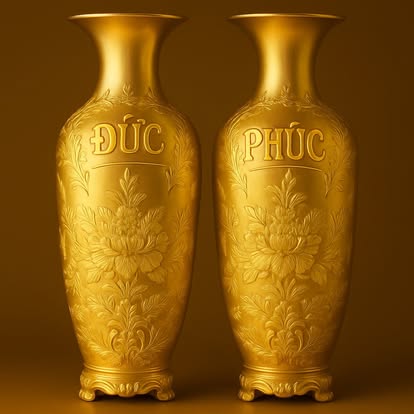 Đôi Lục Bình Dát Vàng 24k